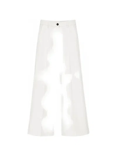 Nine In The Morning Pressed-crease Wide-leg Trousers In White