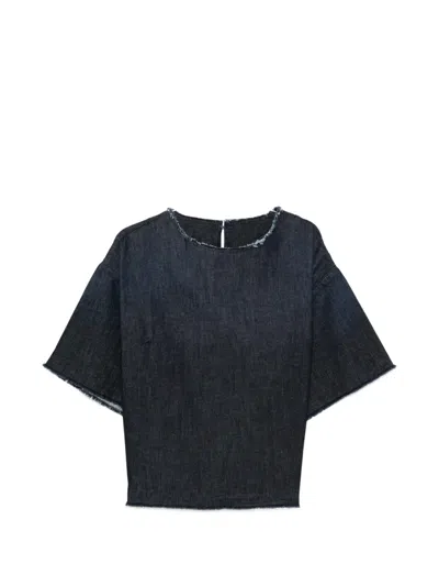 Nine In The Morning Rebe Frayed Top In Blue