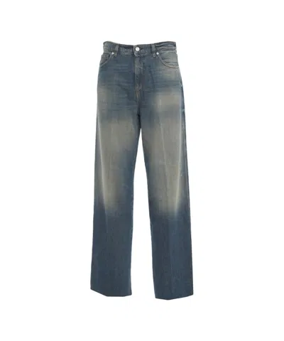 Nine In The Morning Relaxed-fit Boyfriend Jeans With Faded Wash Effect In Gray