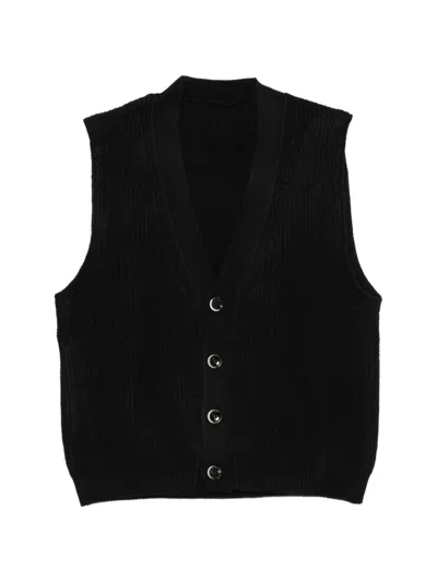 Nine In The Morning Ribbed-knit V-neck Vest In Black
