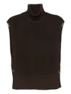 Nine In The Morning Roll-neck Button-detail Knitted Top In Black