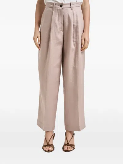 Nine In The Morning Rubino Wide-leg Linen Trousers In Neutral