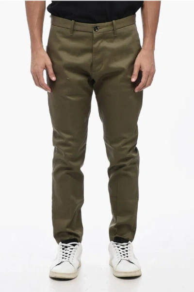 Nine In The Morning Solid Color Slim Fit Pants With Belt Loops In Olives