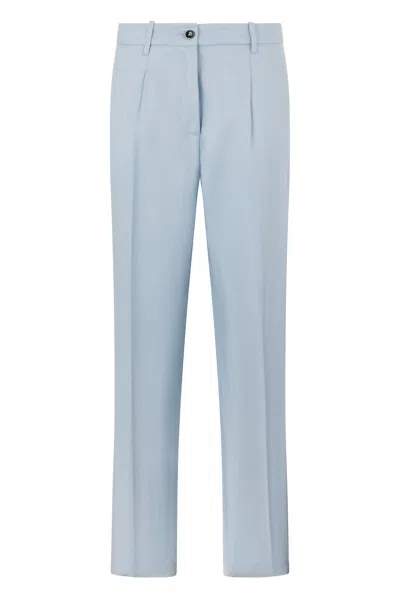 Nine In The Morning Straight Linen Pants In Blue