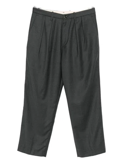Nine In The Morning Tailored Dark Grey Trousers With Pleated Front In Black