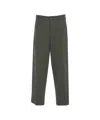 Nine In The Morning Tailored Olive Trousers With Pressed Pleats And Flap Pockets In Gray