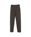 Nine In The Morning Tailored Olive Trousers With Pressed Pleats And Flap Pockets In Brown