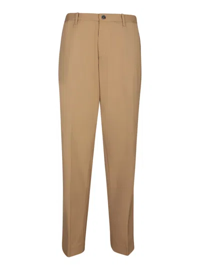 Nine In The Morning Tawny Linen Twill Trousers In Brown