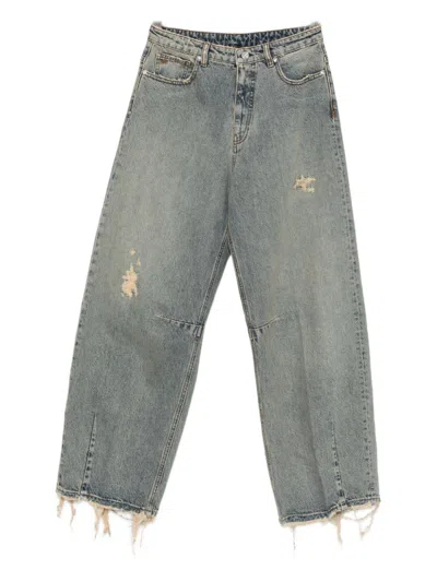 Nine In The Morning Distressed-finish Jeans In Blue