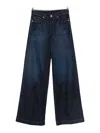 Nine In The Morning Cropped Blue Wide-leg Trousers With Classic Five-pocket Design In Blue