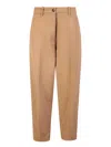 Nine In The Morning High-waisted Carrot Trousers In Camel In Multi