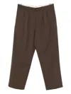 Nine In The Morning Tailored Mid-length Trousers With Pleats And Buttoned Pockets In Brown