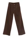 Nine In The Morning Wide-leg Bordeaux Trousers With Pleats And High Waist In Brown