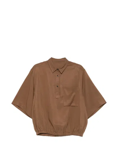 Nine In The Morning Tyche Pocket Short-sleeve Top In Brown