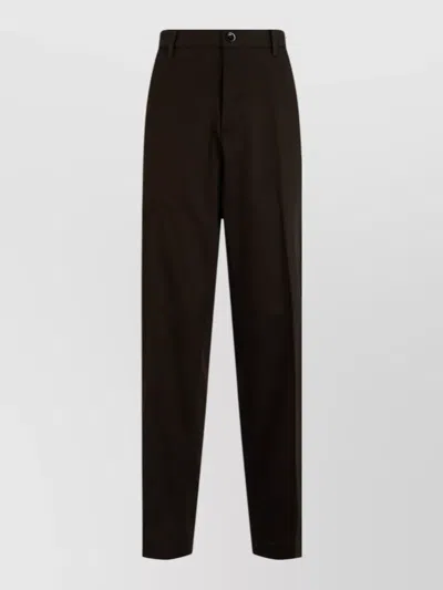 Nine In The Morning Virgin Wool High-rise Straight-leg Trousers In Brown
