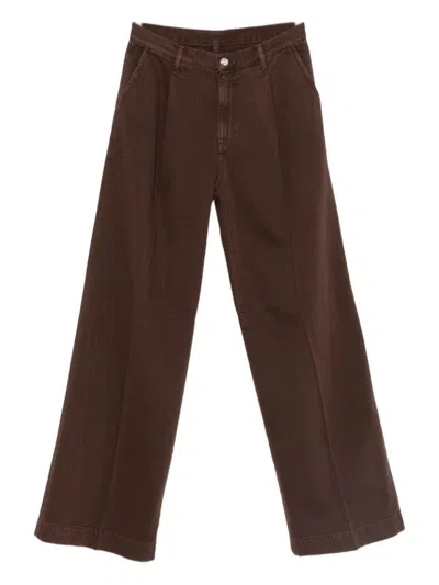 NINE IN THE MORNING WIDE-LEG BORDEAUX TROUSERS WITH PLEATS AND HIGH WAIST