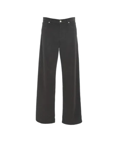 Nine In The Morning Wide-leg Corduroy Trousers With Five-pocket Design In Black