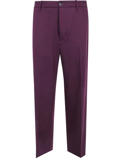 Nine In The Morning Apollon Straight-leg Wool Trousers In Purple