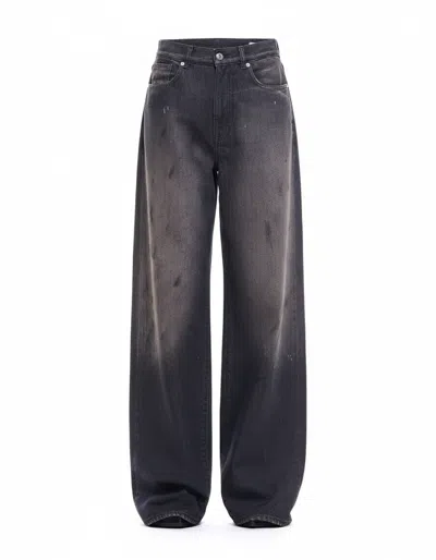 Nine In The Morning Wide-leg Dark Wash Jeans In Black