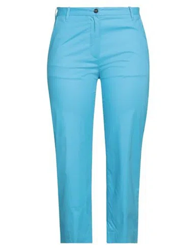 Nine In The Morning Woman Pants Azure Size 29 Cotton, Silk, Elastane In Blue