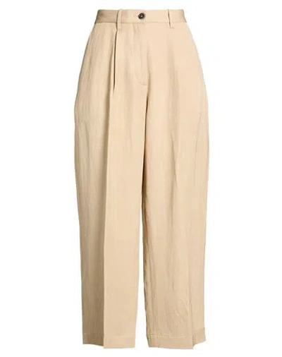 Nine In The Morning Woman Pants Beige Size 28 Viscose, Linen In Brown