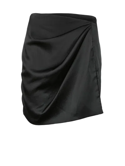 Nine Minutes Black Draped Detail Stretch Mini Skirt