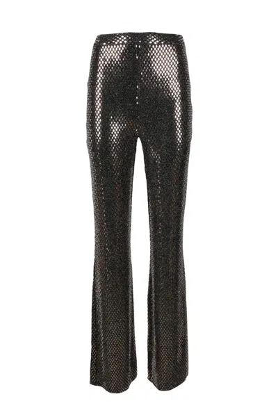Nine Minutes Bronze Metallic Trousers With Textured Finish In Black