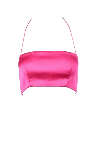 Nine Minutes Fuchsia Halter Polyester Blouse In Pink