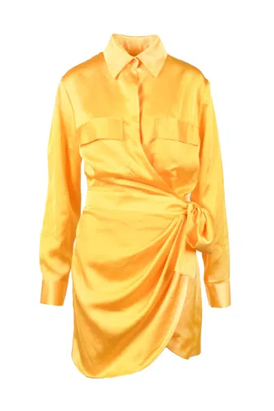 Nine Minutes Polyester And Elastane Dress - Black/orange In Yellow