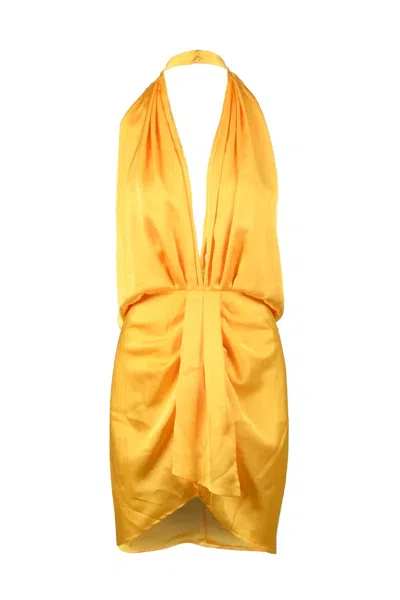 Nine Minutes Polyester And Elastane Dress - Black/orange In Yellow