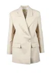 Nine Minutes Polyester Viscose Elastane Jacket - Beige In Neutral