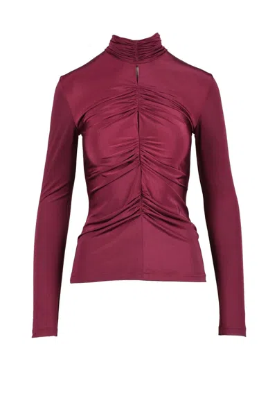 Nine Minutes Red Polyester Pes Top In Brown