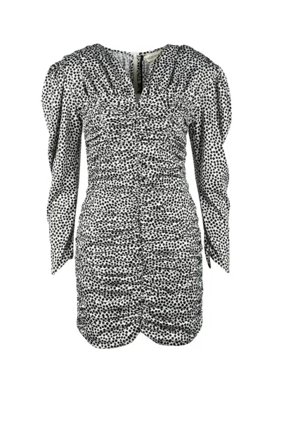 Nine Minutes Short Ruched Dress - White/black In Multi