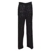 Nine Minutes Straight-leg Black Pants With Micro Sequin Finish