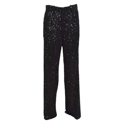Nine Minutes Straight-leg Black Pants With Micro Sequin Finish