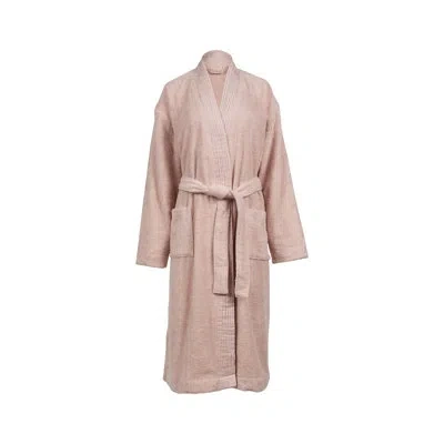 Nine Space Pleated Turkish Cotton Terry Bathrobe – 100% Cotton Robe With Pockets In Dusty Rose