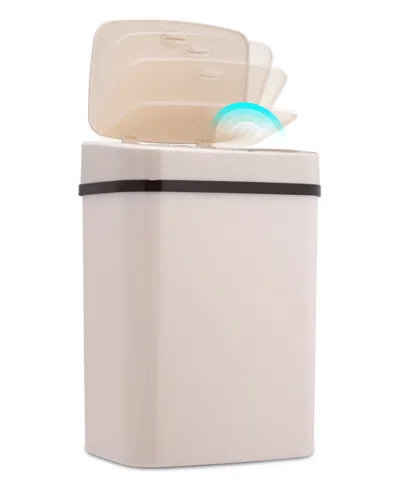 Nine Stars Group Usa Inc Nine Stars 3.2 Gallon Plastic Sensor Trash Can In Off-white