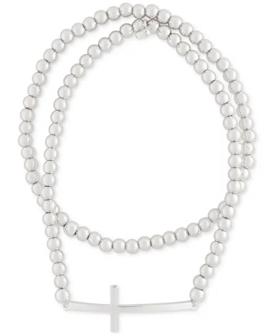 Nine West 2-pc. Set Cross Beaded Stretch Bracelets In Metallic