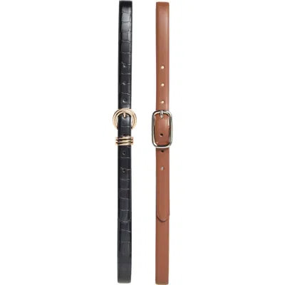 Nine West 2-for-1 Assorted Faux Leather Belts In Multi