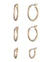 Nine West 3-pack Gold-tone Hoop Earrings Set In Gold