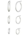 Nine West 3-pack Silver-tone Hoop Earrings In Gray