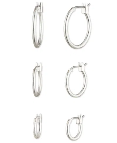 Nine West 3-pack Silver-tone Hoop Earrings In Gray