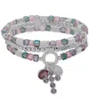 Nine West 3-pc. Set Crystal Cross Mixed Bead Stretch Bracelets In Multi