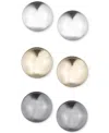 Nine West 3-pc. Set Tri-tone Stud Earrings In Metallic