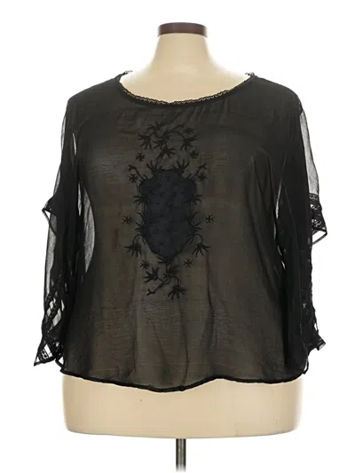 Pre-owned Nine West 3/4 Sleeve Blouse In Black
