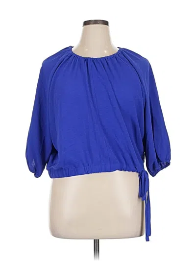 Pre-owned Nine West 3/4 Sleeve Blouse In Blue