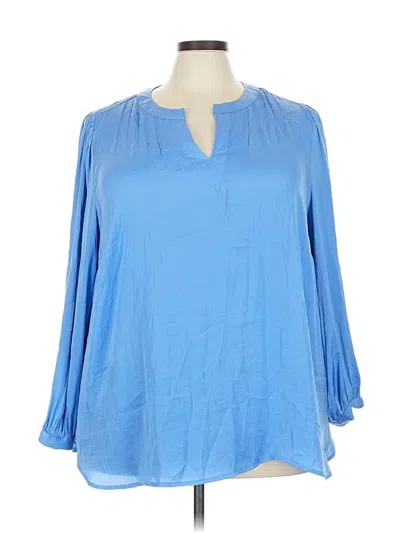Pre-owned Nine West 3/4 Sleeve Blouse In Blue