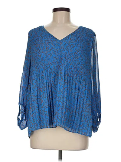 Pre-owned Nine West 3/4 Sleeve Blouse In Blue