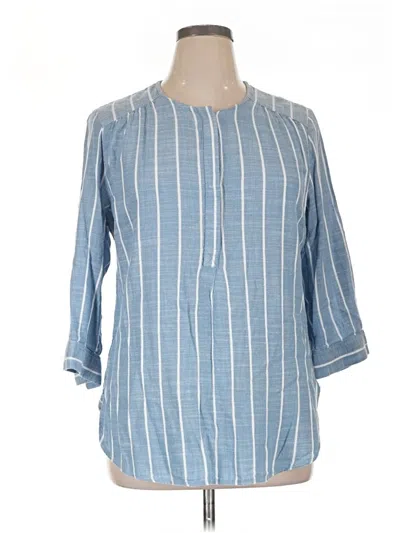 Pre-owned Nine West 3/4 Sleeve Blouse In Blue
