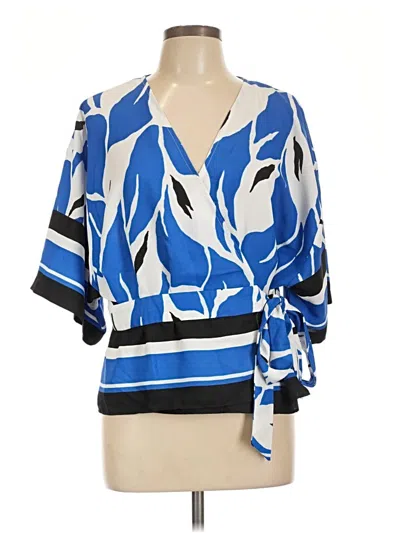 Pre-owned Nine West 3/4 Sleeve Blouse In Blue